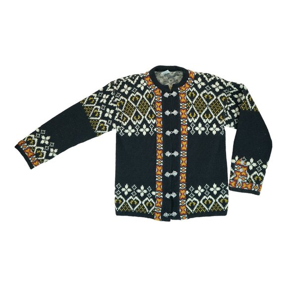 Vintage DIRDALSTRIKK Wool Cardigan Hippie Scandinavian Sweater Size 48 - Picture 1 of 6